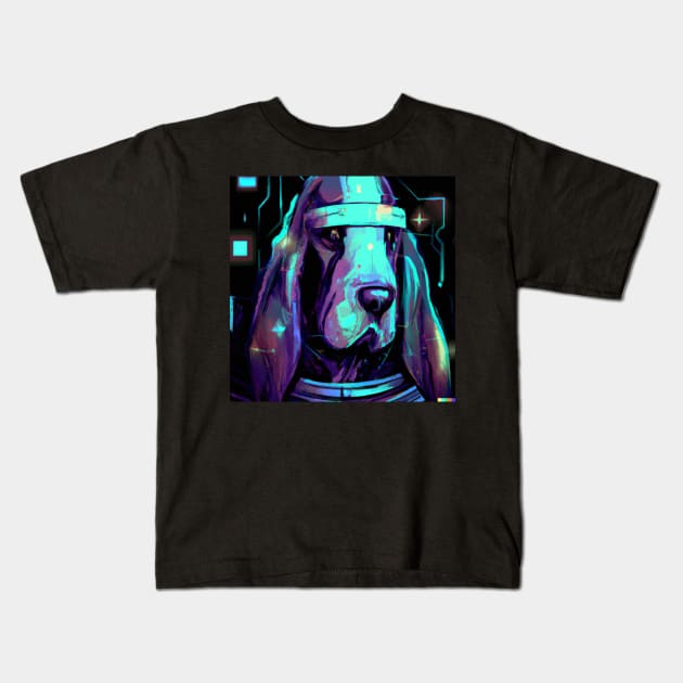 Cyber punk basset Kids T-Shirt by GhostlierNation